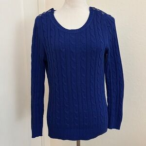 Banana Republic Cobalt Blue Scoop Neck Cable Sweater Size PS